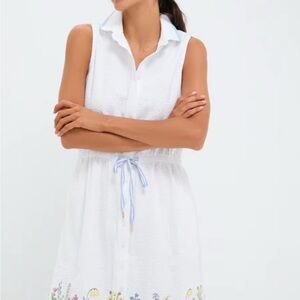 TNUCK SPORT | White Embroidered Sleeveless Seersucker Alcott Golf Dress